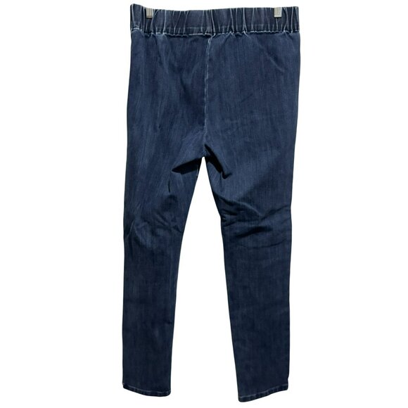 Soft Surroundings Dark Wash Pull On Jeggings Elastic Waist Tapered Leg Sz M - Picture 3 of 4